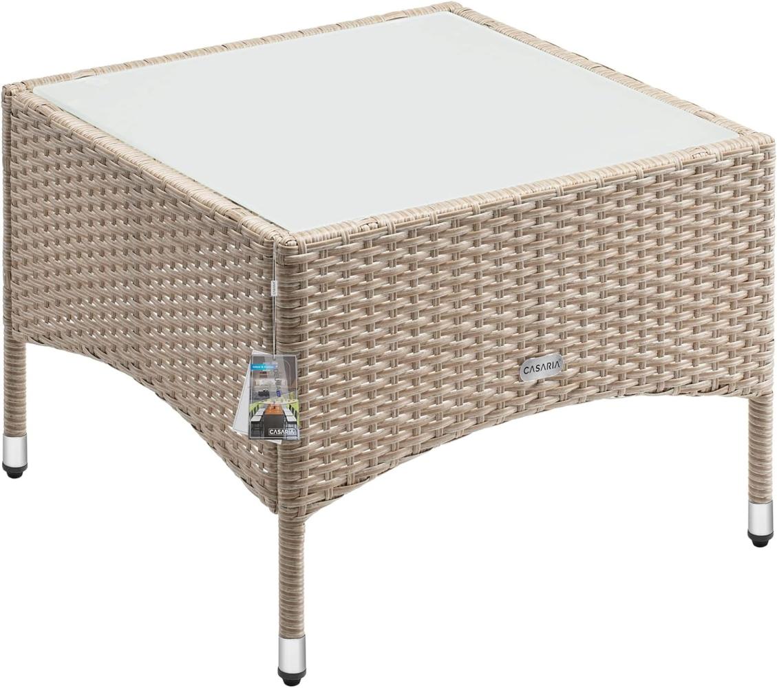 CASARIA® Polyrattan Beistelltisch 58x58x42cm Beige Grau Bild 1