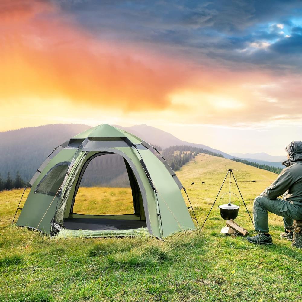 Campingzelt Nybro Pop Up Kuppelzelt 240x205x140cm Grün [pro. tec] Bild 1