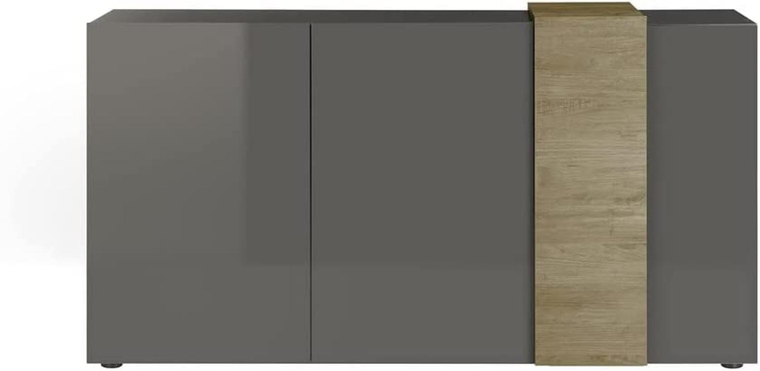 Sideboard Positano in grau Hochglanz und Eiche 181 cm Bild 1