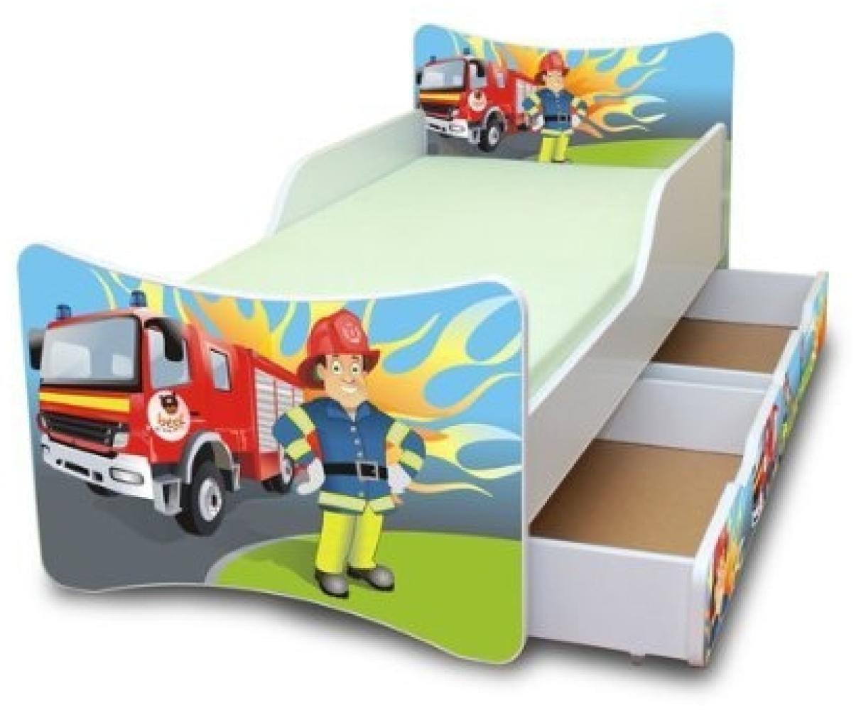Best for Kids 'Feuerwehr' Kinderbett inkl. Schaummatratze und Schubladen 90 x 180 cm Bild 1