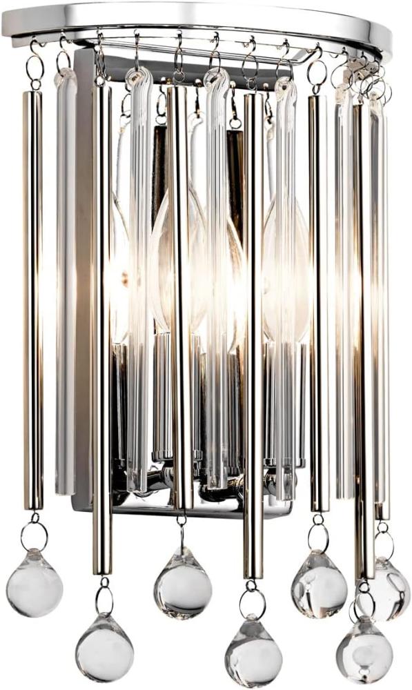 Elegante LED Wandleuchte 2-flammig mit filigranem Kristallglas Chrom, Höhe 31cm Bild 1