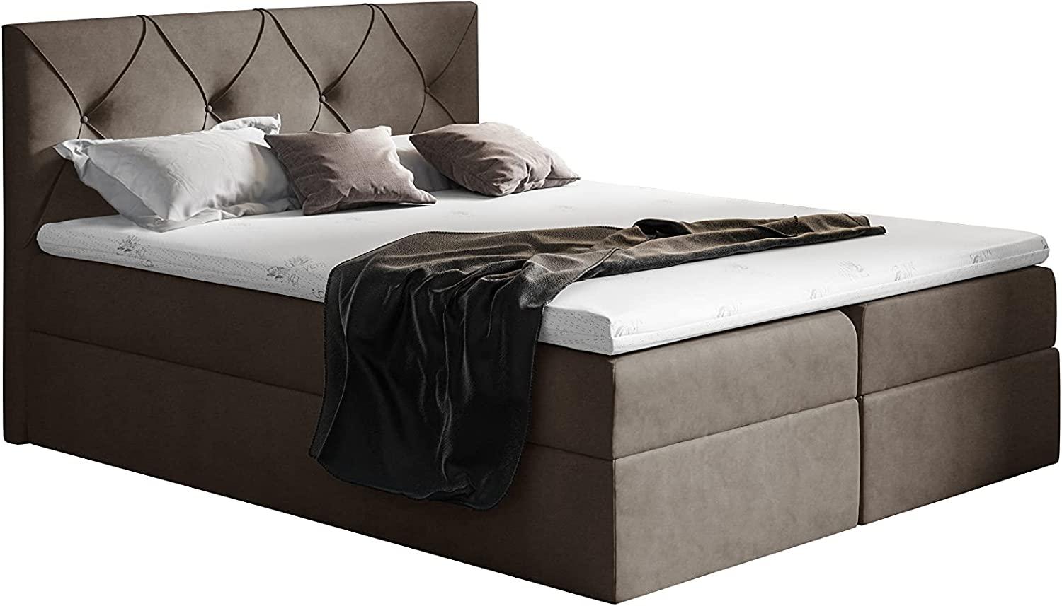 Stylefy 'Arian' Boxspringbett Velours Braun 160 x 200 cm Bild 1