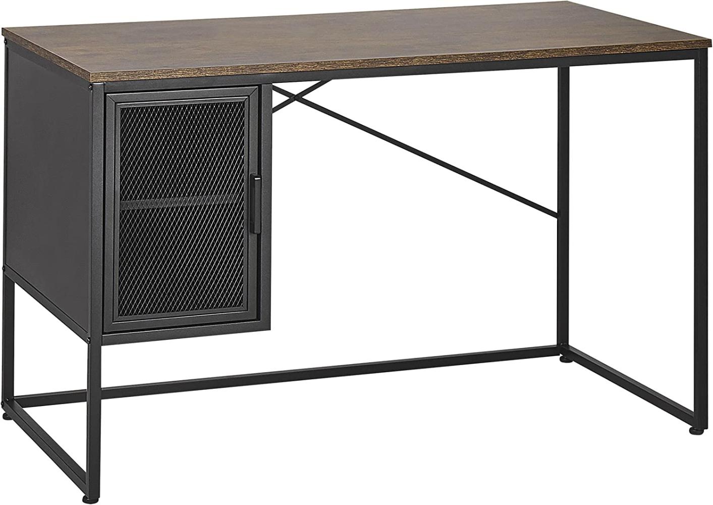 Schreibtisch mit Schrank dunkler Holzfarbton schwarz 118 x 60 cm VINCE Bild 1