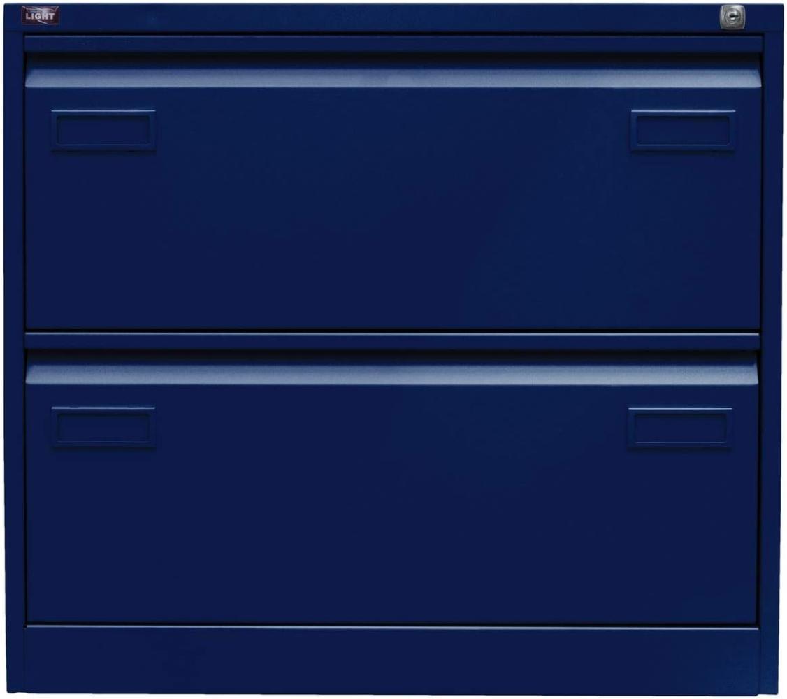 Bisley LIGHT Hängeregistraturschrank, doppelbahnig, DIN A4, 2 HR-Schubladen, Farbe oxfordblau Bild 1