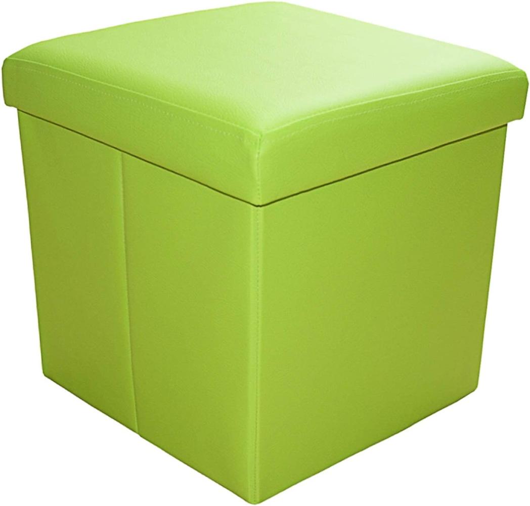 Style home Sitzhocker Sitzbank mit Stauraum, Faltbare Aufbewahrungsbox Sitztruhe Sitzwürfel Fußablage, belastbar bis 300 kg, aus Kunstleder, 38*38*38 cm(Grün) Bild 1