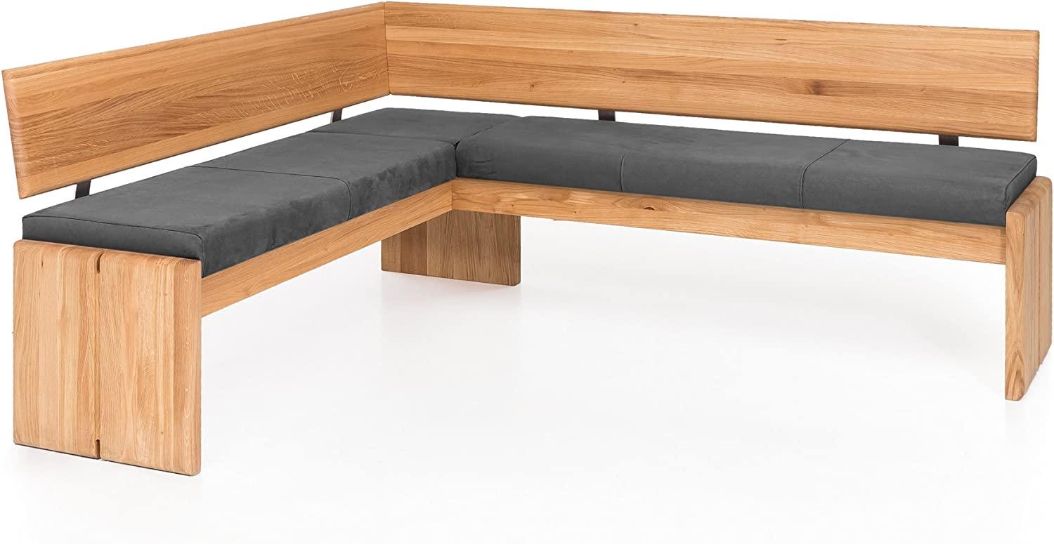 Möbel-Eins SCOTT Eckbank mit Truhe, Material Massivholz/Bezug Kunstleder Eiche 147 x 167 cm grau Bild 1