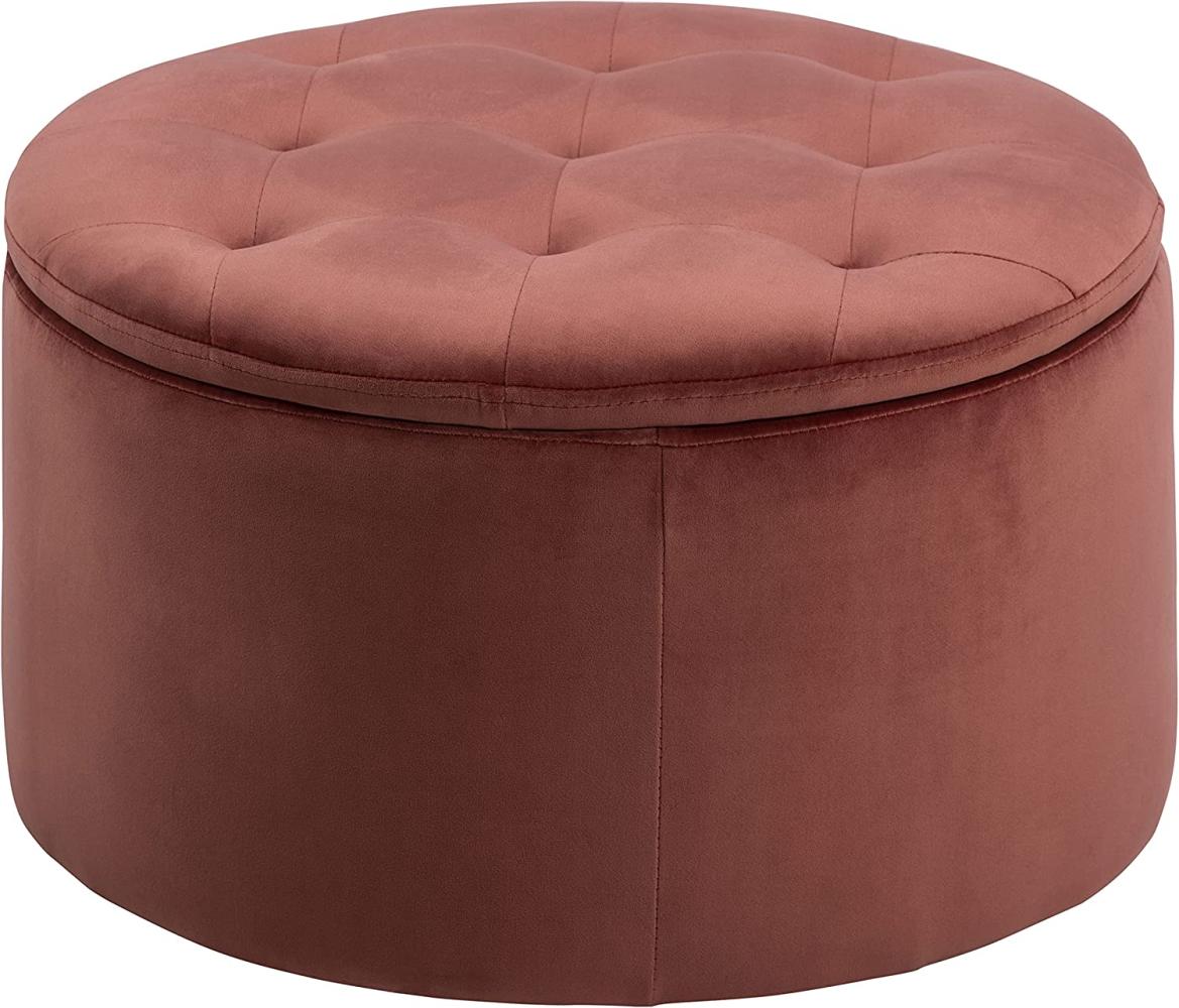 AC Design Furniture Rocco runde Ottomane, H: 35 x B: 60 x T: 60 cm, Ø: 60 cm, Koralle, Stoff, 1 Stk. Bild 1