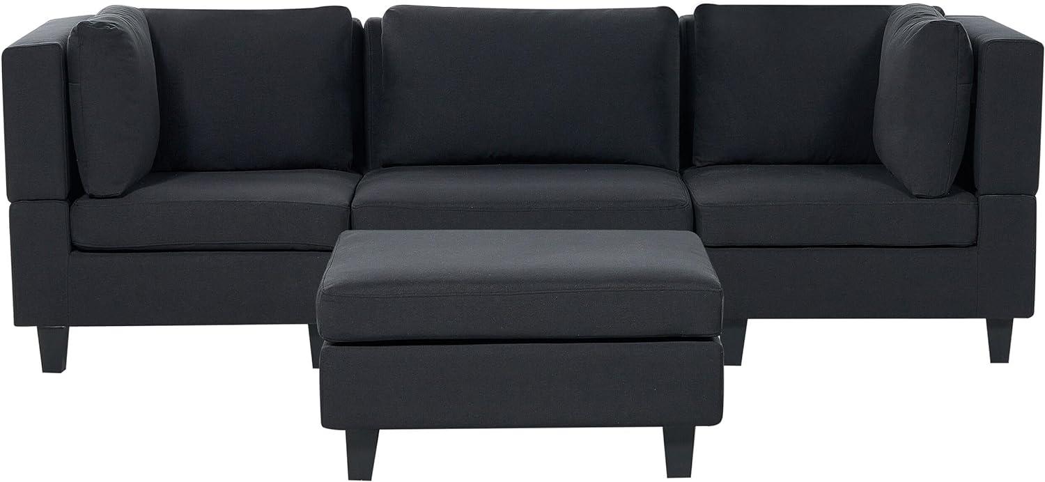 3-Sitzer Sofa Leinenoptik schwarz mit Ottomane UNSTAD Bild 1