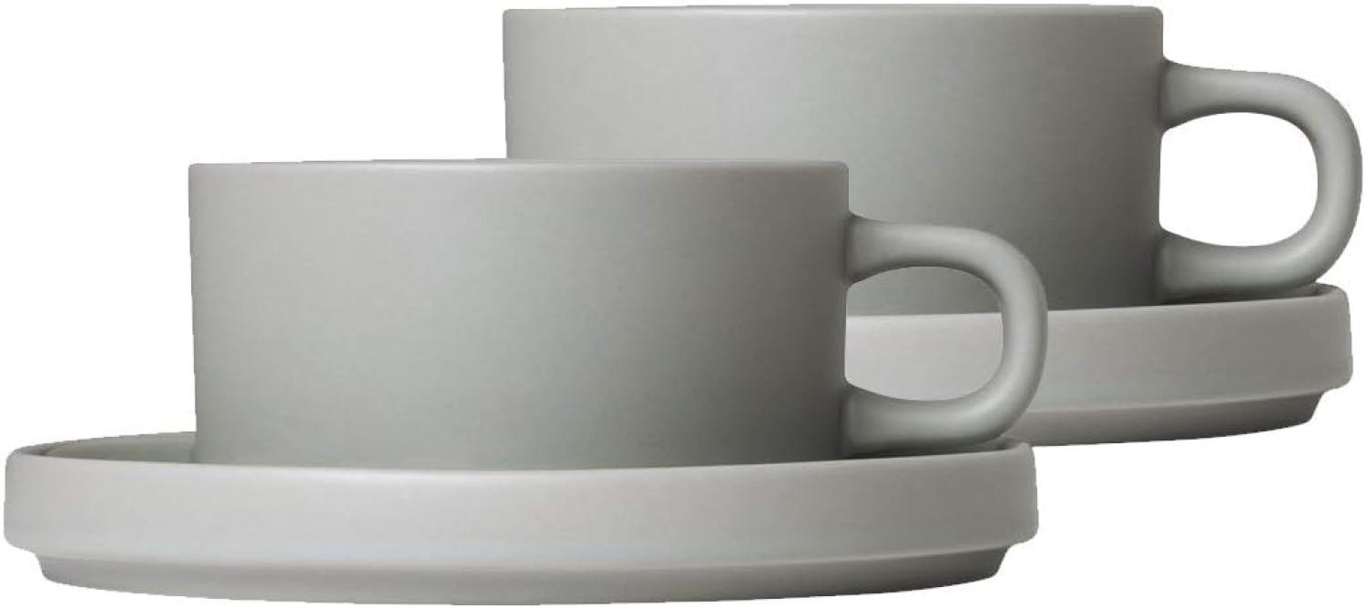 Blomus Pilar Set 2 Teetassen, Tasse, Becher, Trinkgefäß, Keramik, Mirage Grey, 170 ml, 63912 Bild 1