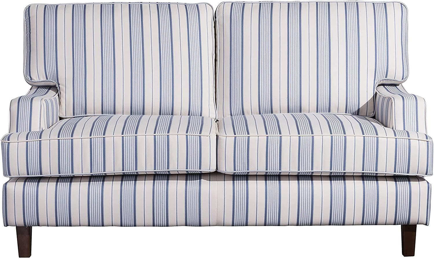 Pete Sofa 2-Sitzer Flachgewebe Blau Multicolor Buche Nussbaumfarben Bild 1
