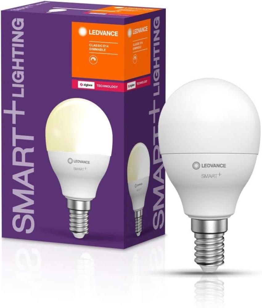 LEDVANCE Smarte LED-Lampe mit ZigBee Technologie, Sockel E14, Dimmbar, Warmweiß (2700 K), ersetzt Glühlampen mit 40 W, SMART+ Mini bulb Dimmable, 4er-Pack Bild 1
