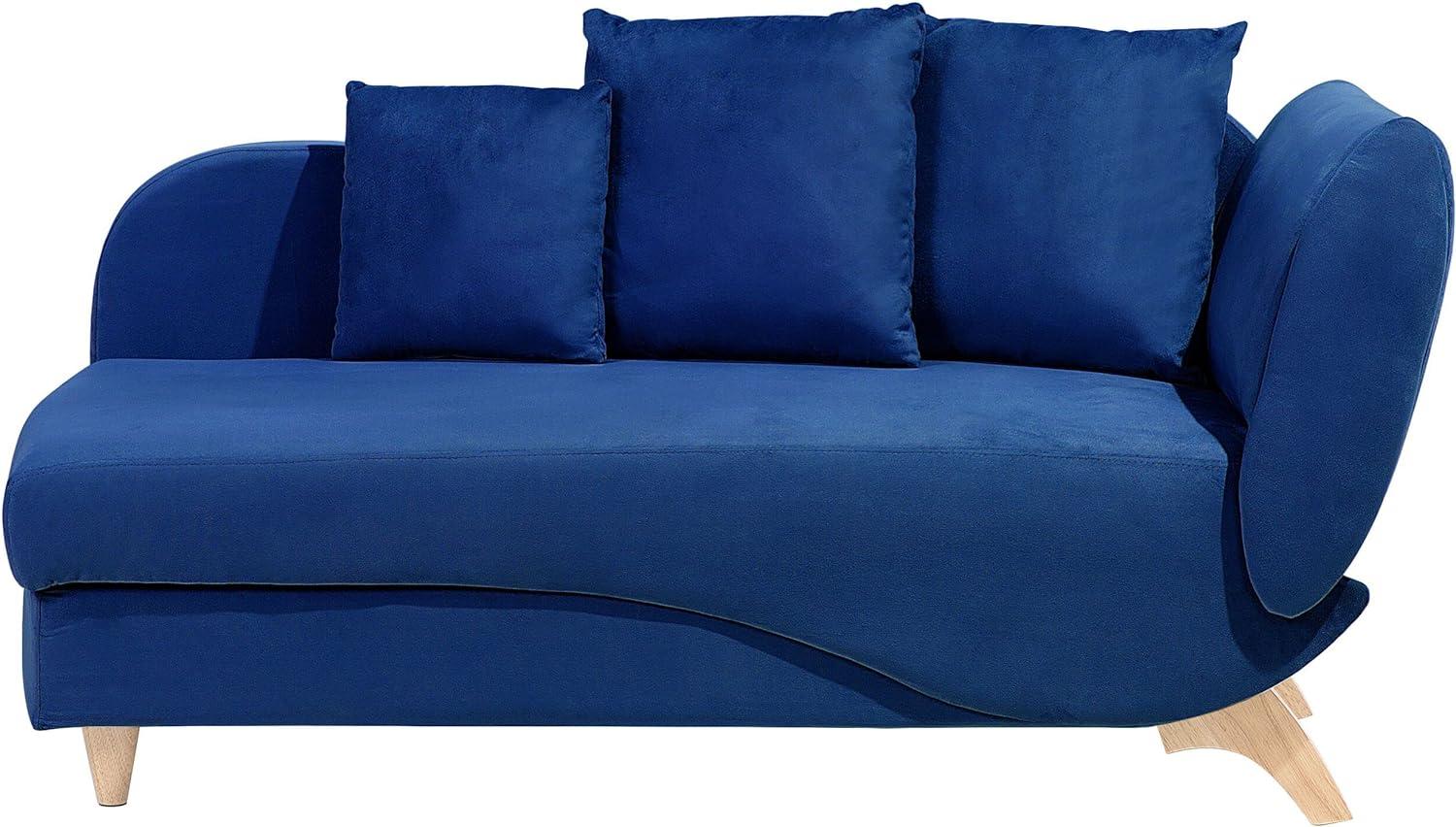 Chaiselongue Samtstoff dunkelblau mit Bettkasten rechtsseitig MERI Bild 1