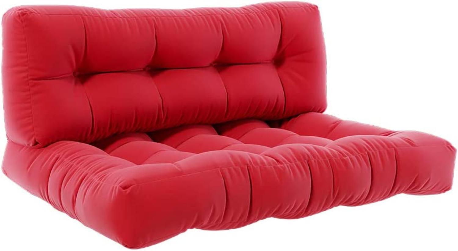 VICCO Palettenkissen Set Sitzkissen + Rückenkissen Palettenmöbel Flocke -Rot Bild 1