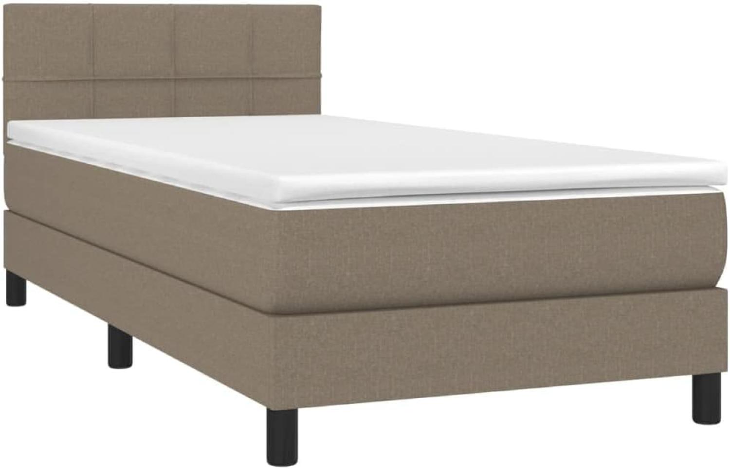 vidaXL Boxspringbett mit Matratze & LED Taupe 100x200 cm Stoff Bild 1