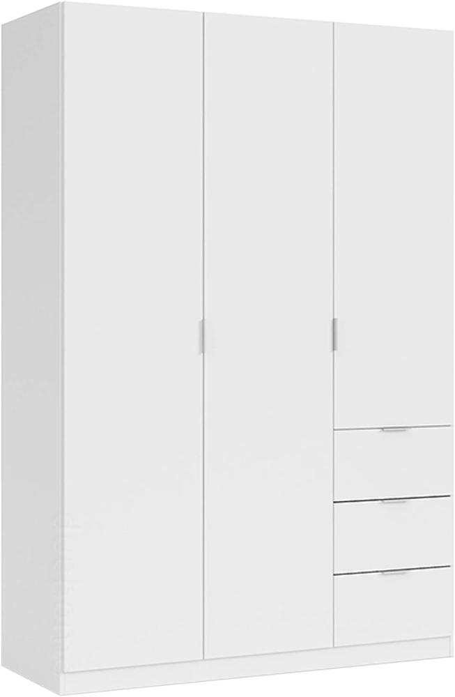 Habitdesign Kleiderschrank Türen und DREI Schubladen, Finish in Weiß, Maße: 135 cm 200 cm (Höhe) x 52 cm (Breite), Holz, Grande Bild 1