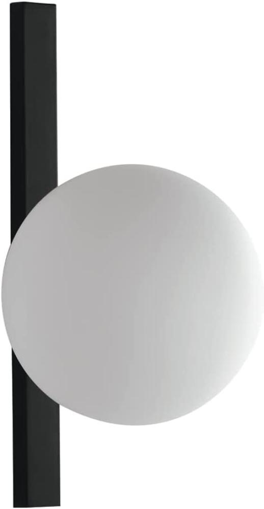 Außergewöhnliche LED Wandlampe Schwarz 1 flammig - Kugel Opalglas Weiß Bild 1