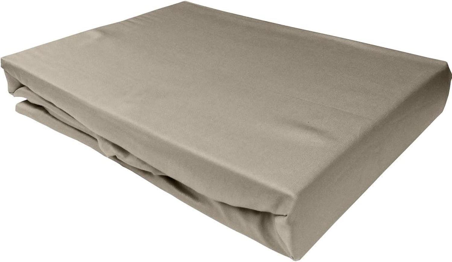 Bettwaesche-mit-Stil Mako-Satin Spannbettlaken braun 140x200cm Höhe 5-10cm Bild 1