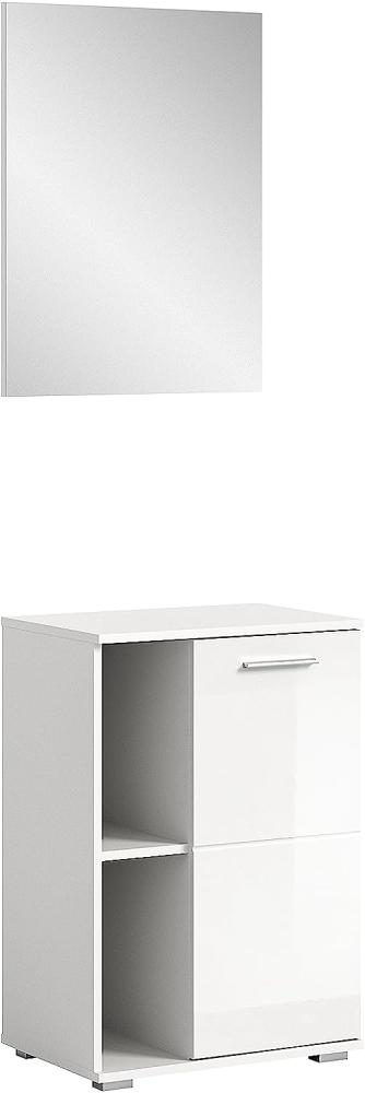 Garderobe Set 2-teilig Prego in weiß Hochglanz 55 x 191 cm Bild 1