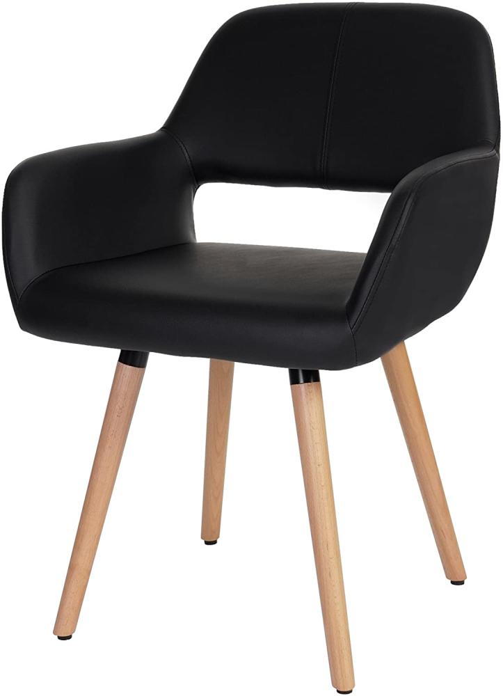 Esszimmerstuhl HWC-A50 II, Stuhl Küchenstuhl, Retro 50er Jahre Design ~ Kunstleder, schwarz, helle Beine Bild 1