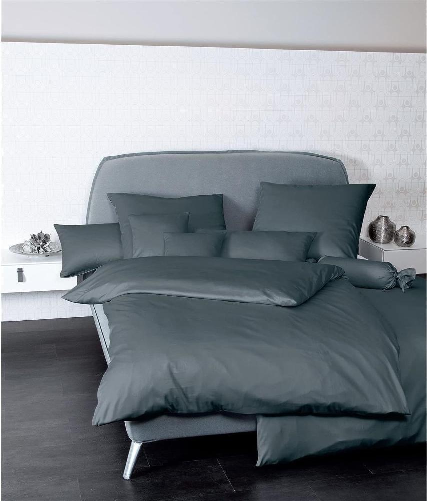 Janine Mako Satin Bettwäsche 2 teilig Bettbezug 155 x 200 cm Kopfkissenbezug 80 x 80 cm Colors 31001-78 anthrazit Bild 1