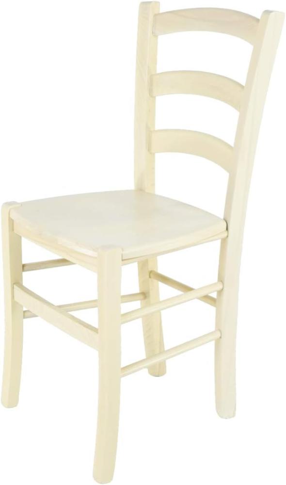 Tommychairs - Stuhl Venice für Küche und Esszimmer, robuste Struktur aus lackiertem Buchenholz in Anilinfarbe Weiss und Sitzfläche aus Holz Bild 1