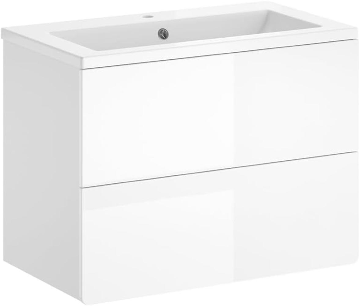 Vicco Badmöbel-Set Izan Weiß Hochglanz modern Waschtischunterschrank Waschbecken Bild 1