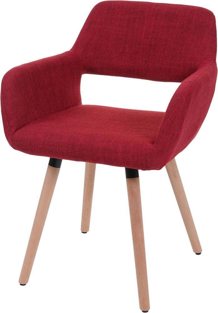 Esszimmerstuhl HWC-A50 II, Stuhl Küchenstuhl, Retro 50er Jahre Design ~ Textil, purpurrot, helle Beine Bild 1