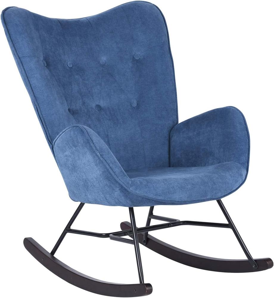 MEUBLE COSY Schaukelstuhl Stoff Blau Schaukelsessel Sessel Stuhl Wohnzimmersessel Bild 1