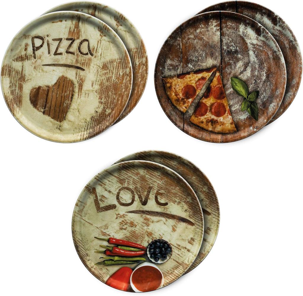 6er Set Pizzateller Oliven-, Salami- & Lieblingspizza Ø 33,3cm Platte XL-Teller Bild 1