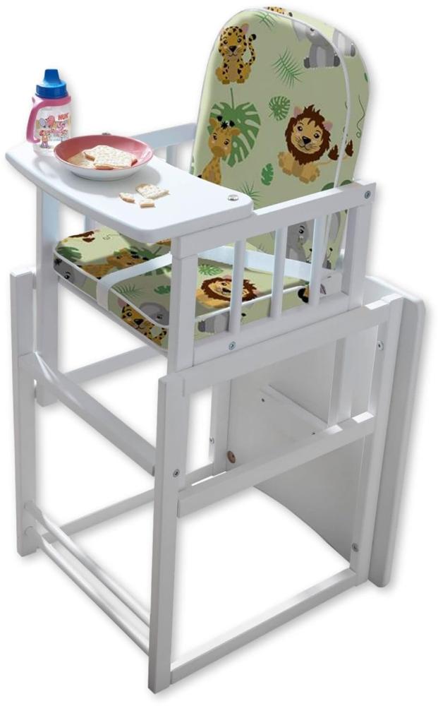 TIMBA Kombi-Hochstuhl Baby mit Tisch aus Holz, Weiß - Mitwachsender Kinderhochstuhl für eine gesunde Sitzposition - 46 x 91 x 46 cm (B/H/T) Bild 1