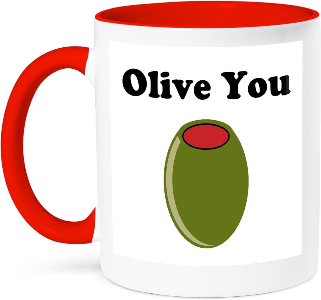 3dRose Olive Sie. - Zwei Ton Tasse, Keramik, rot, 10,2 x 7,62 x 9,52 cm Bild 1
