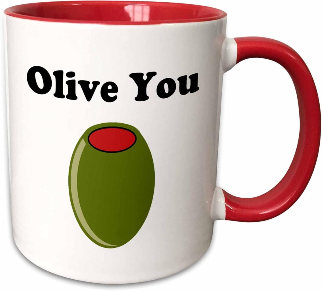 3dRose Olive Sie. - Zwei Ton Tasse, Keramik, rot, 10,2 x 7,62 x 9,52 cm Bild 1