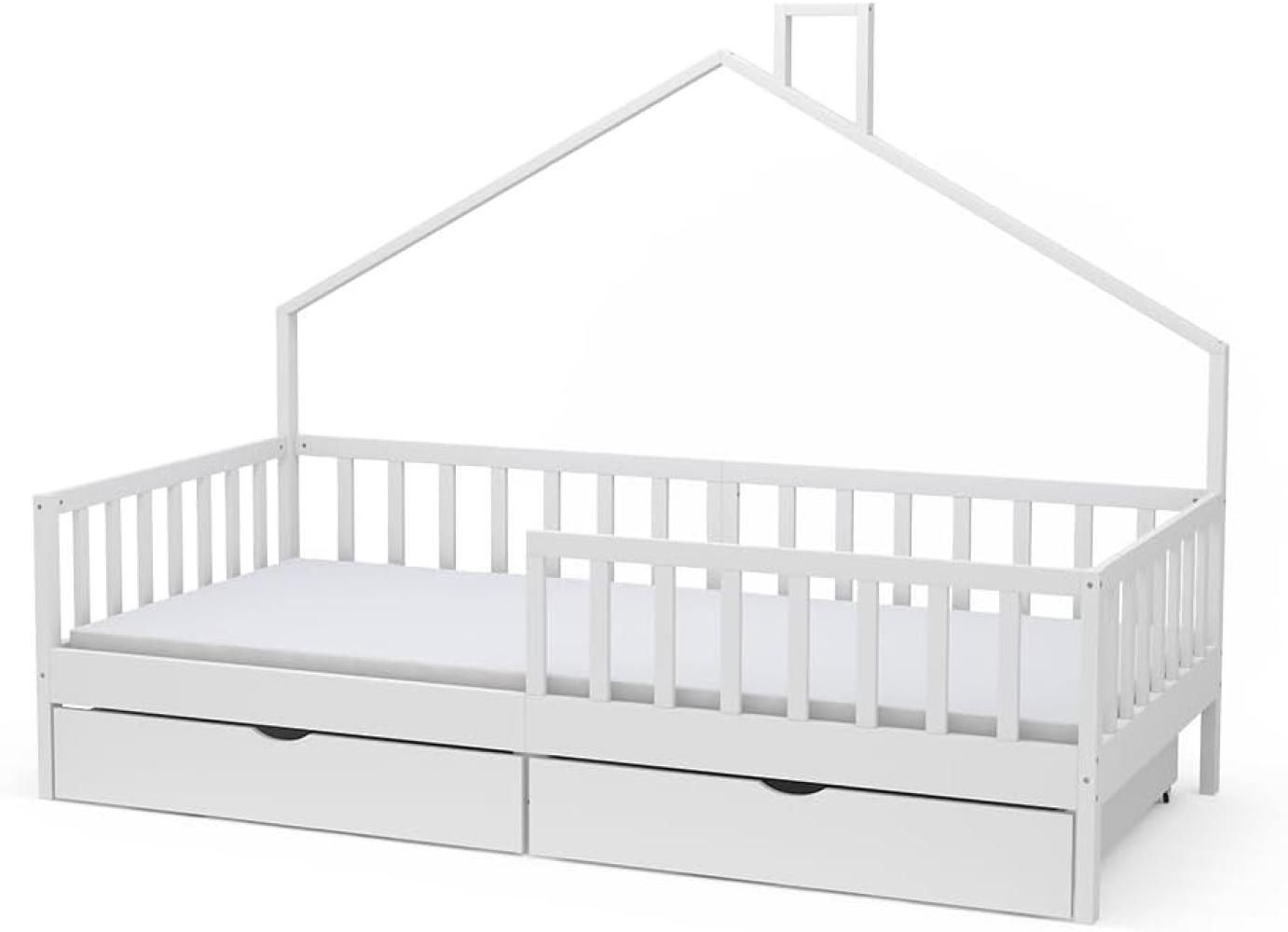 Livinity Hausbett Kinderbett Justus Weiß 90 x 200 cm mit Schublade & Matratze Bild 1