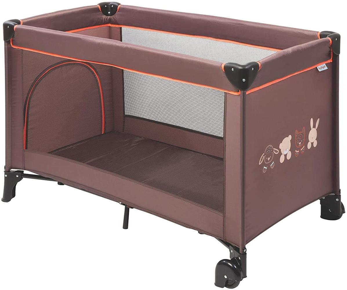 Nattou Reisebett für Babys mit Transporthülle, 120 x 60 x 75 cm, 100% Polyester, Braun Bild 1