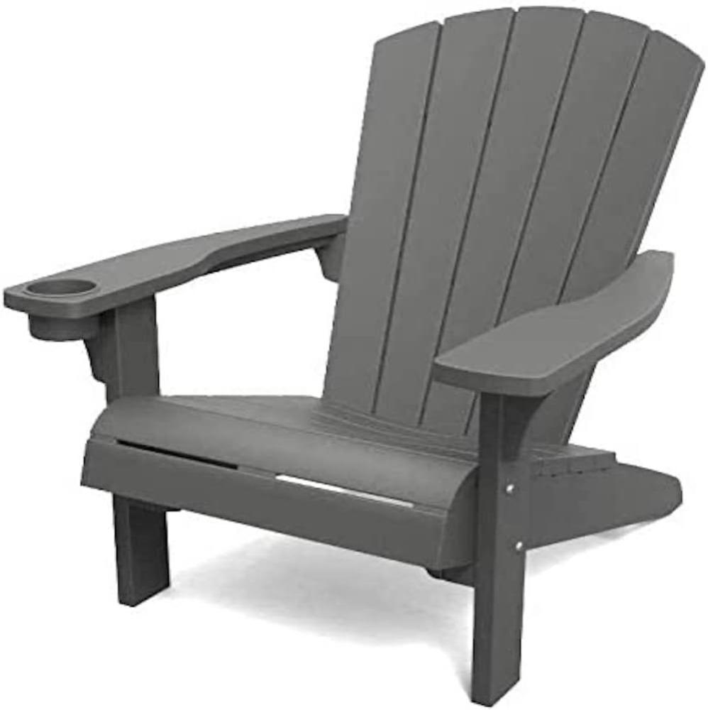 Keter Alpine Adirondack Chair, Outdoor Gartenstuhl aus Kunststoff mit Getränkehalter, grau, wetterfest, amerikanischer Design-Klassiker, für Garten, Terrasse und Balkon, 93 x 81 x 96,5 cm Bild 1