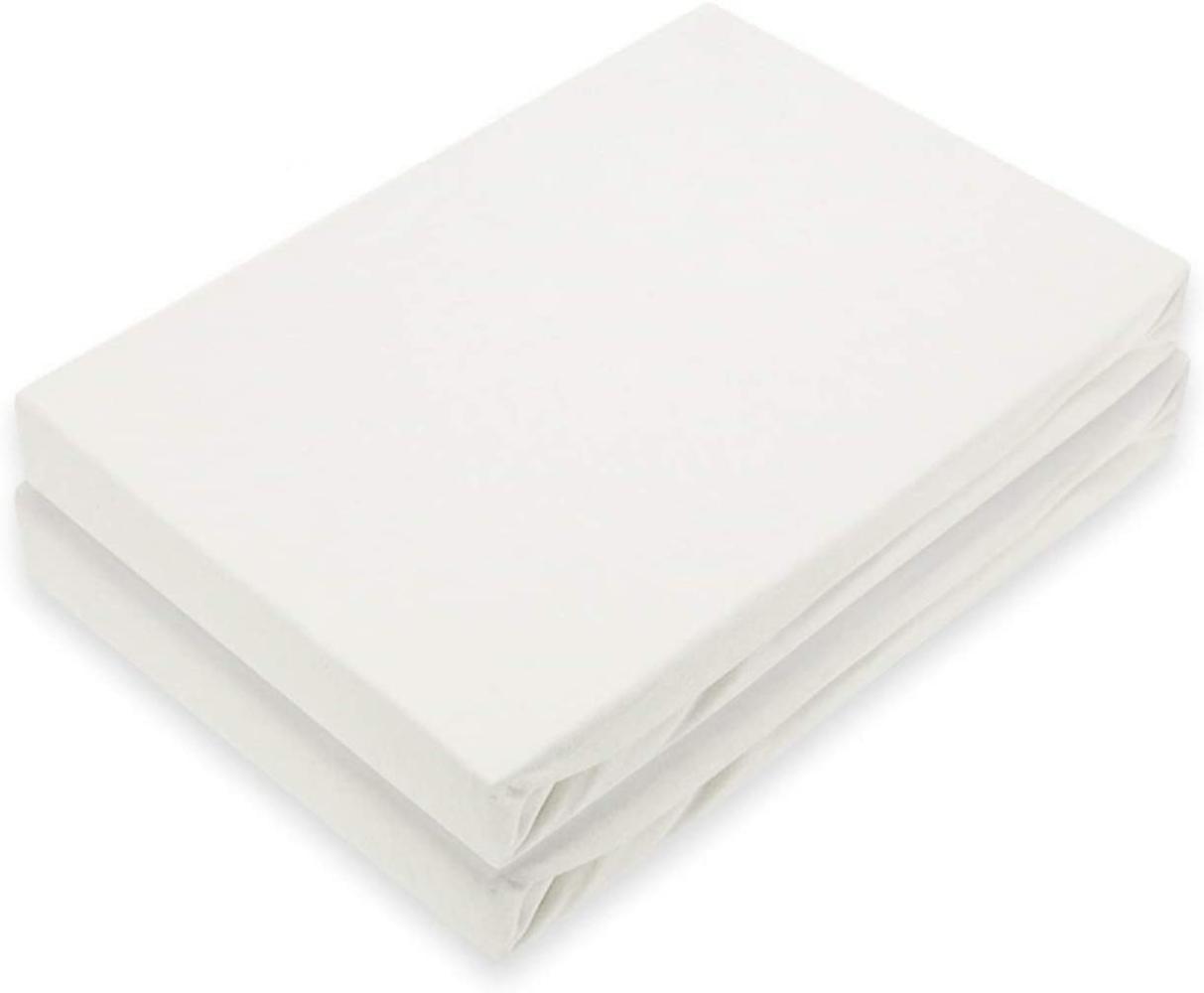 Marke Jersey Spannbettlaken Doppelpack 120 x 200 cm Weiß Bild 1