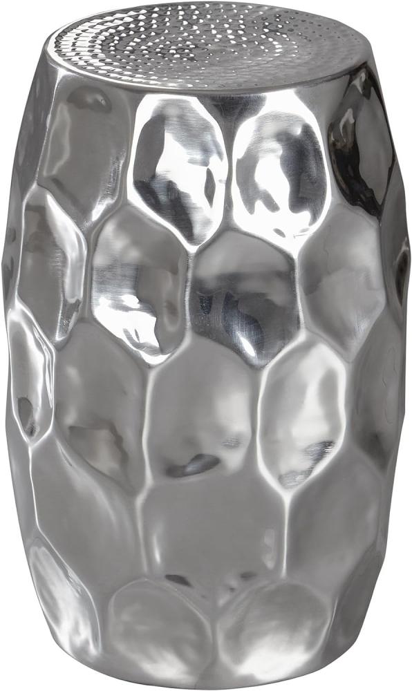 Wohnling Beistelltisch YADA 30 x 47 x 30 cm Aluminium Dekotisch orientalisch rund, silber Bild 1