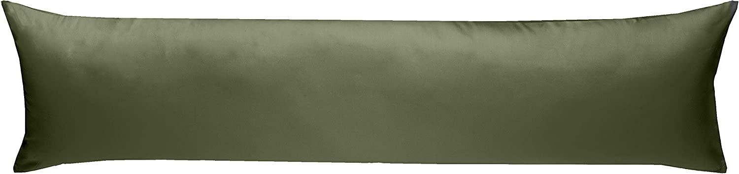 Mako-Satin Seitenschläferkissen Bezug uni / einfarbig dunkelgrün 40x145 cm von Bettwaesche-mit-Stil Bild 1