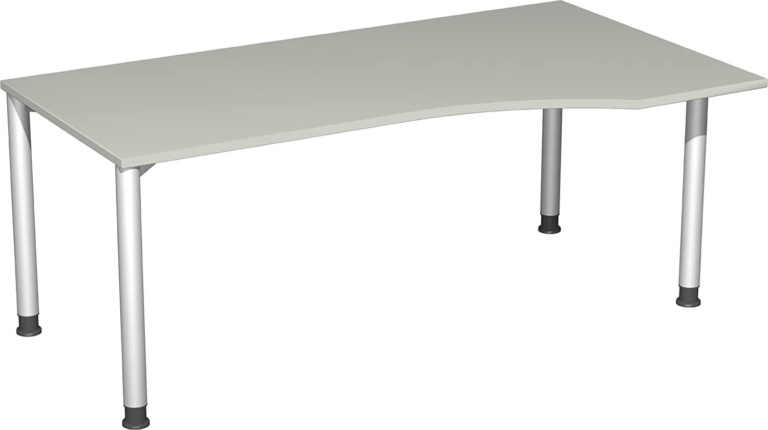 PC-Schreibtisch '4 Fuß Flex' rechts, höhenverstellbar, 180x100cm, Lichtgrau / Silber Bild 1