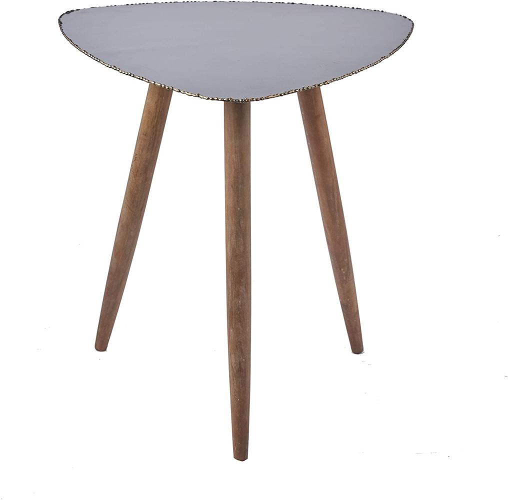 Beistelltisch, graue MDF Tischplatte, 3 Holzfüße natur max. 8kg Bild 1