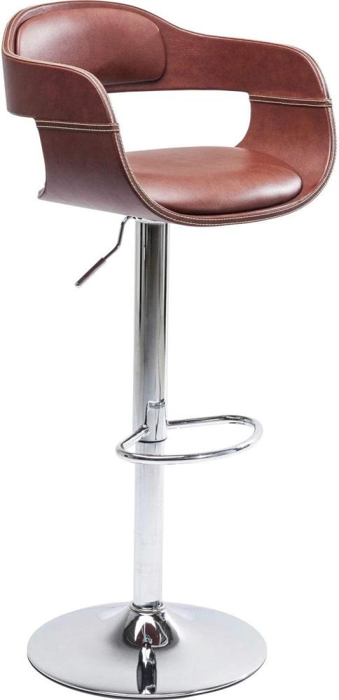 Kare Design Barhocker Monaco Nougat, braun/silber, höhenverstellbar, Rückenlehne, gepolsterte Sitzfläche, Fußstütze, pflegeleicht Bild 1