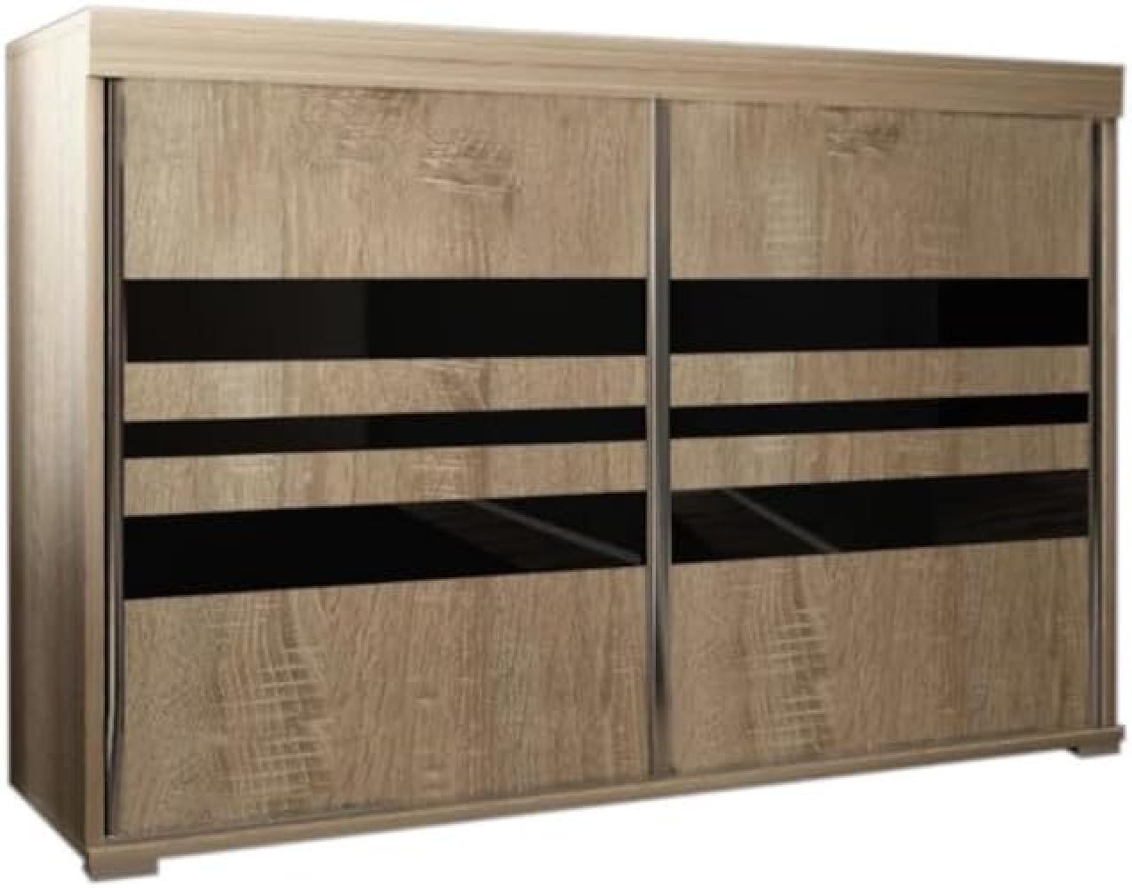 Kommode MADRID 6, 120x94x45, Eiche Sonoma/schwarzes Glas Bild 1