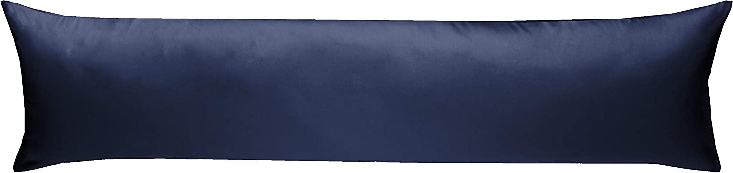Mako-Satin Seitenschläferkissen Bezug uni / einfarbig dunkelblau 40x145 cm von Bettwaesche-mit-Stil Bild 1