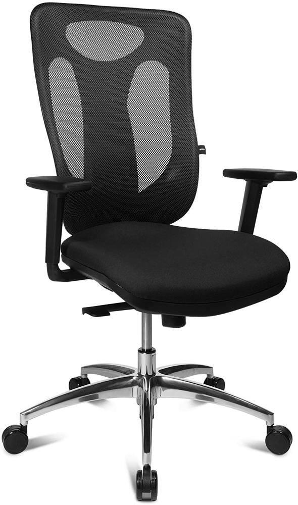 Topstar Sitness Net Pro 100, ergonomischer Bürostuhl, Schreibtischstuhl, Punktsynchronmechanik, inkl. höhenverstellbaren Armlehnen, Stoff, schwarz Bild 1