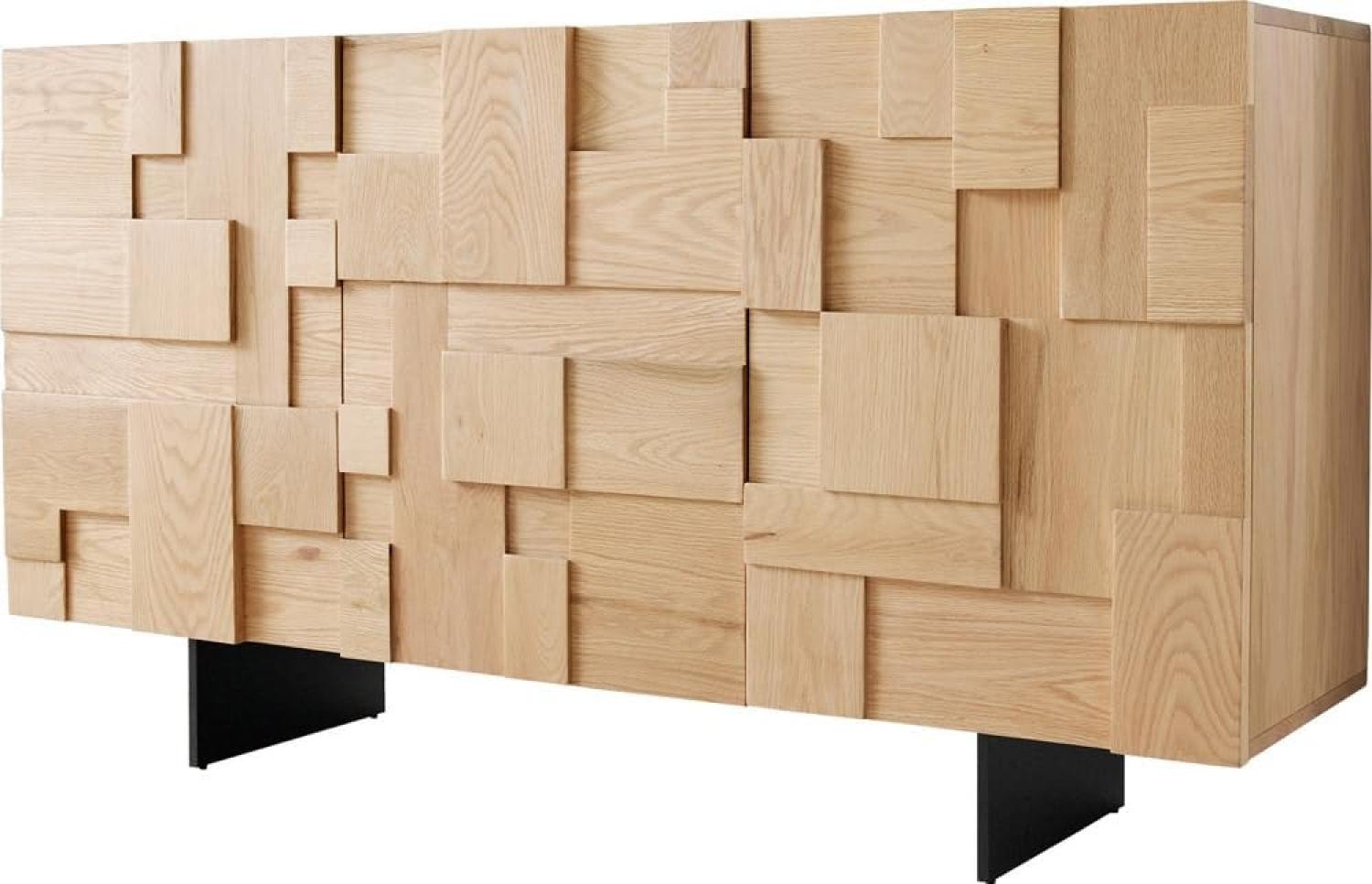 Sideboard Puzzle 145 cm Eiche Natur Fuß schwebend Metall schwarz Bild 1