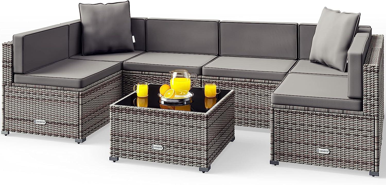 CASARIA® Polyrattan Lounge Set XL 7 cm Auflagen Rückenkissen Bild 1