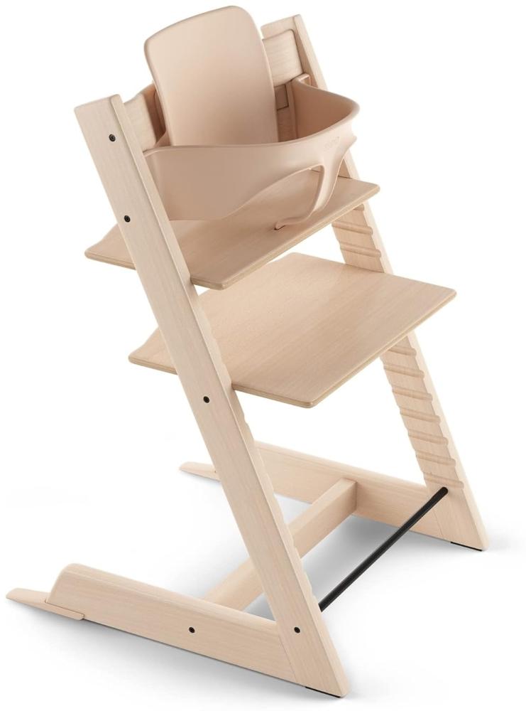 Tripp Trapp Hochstuhl von Stokke mit Baby Set, Natural aus Buchenholz - Verstellbarer, anpassbarer Stuhl für Kleinkinder, Kinder & Erwachsene Bild 1