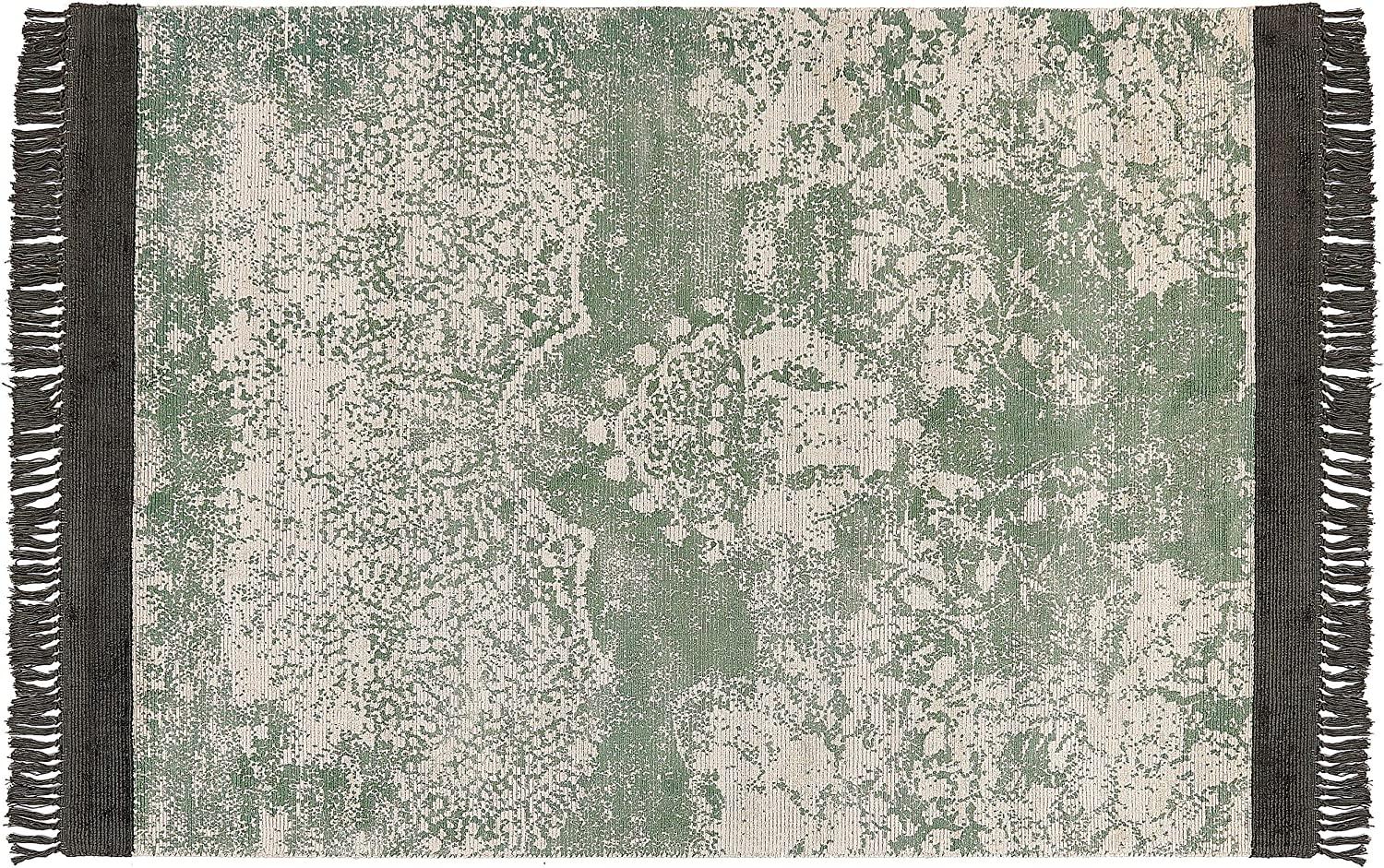 Teppich Viskose grün beige 160 x 230 cm cm orientalisches Muster Kurzflor AKARSU Bild 1