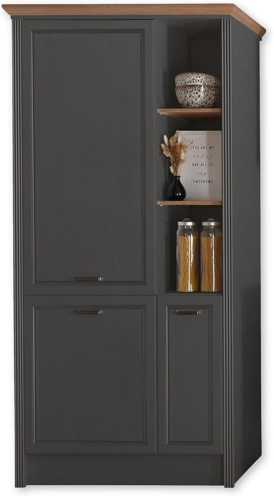 JASMIN Moderner Einbauschrank für Kühlschrank in Graphit, Artisan Eiche Optik - Geräumiger Hochschrank Küchenschrank mit viel Stauraum - 104 x 216,5 x 61 cm (B/H/T) Bild 1