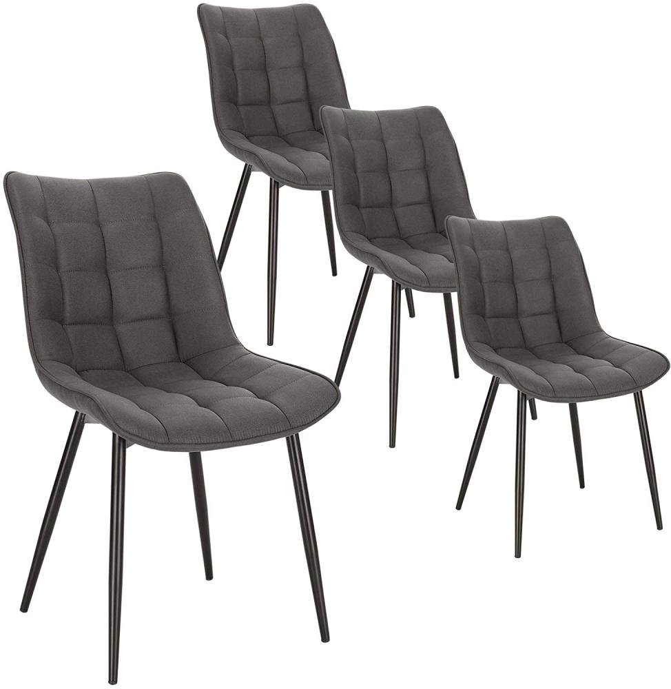 WOLTU 4 x Esszimmerstühle 4er Set Esszimmerstuhl Küchenstuhl Polsterstuhl Design Stuhl mit Rückenlehne, mit Sitzfläche aus Stoffbezug, Gestell aus Metall, Dunkelgrau, BH247dgr-4 Bild 1